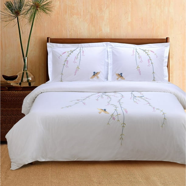Superior Spring Premium Cotton Percale Embroidered 3Piece Duvet Cover