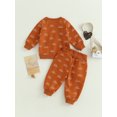 thumbnail image 4 of Wassery Toddler Boys Fall Winter Clothes 6M 12M 18M 2T 3T Infant Baby Boys 2PCS Pants Sets Long Sleeve Sun Print Sweatshirt Top Drawstring Sweatpants, 4 of 8