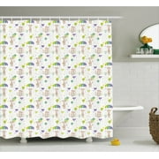 Polka Dot Shower Curtains Baby Shower Curtain Infant Giraffes Flying With Balloons Polka Dotted Background Newborn Love Hearts