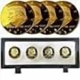 thumbnail image 3 of Ensemble de Pièces Donald Trump 1re Durée 4 Ans, Édition de Collection, Pièces Répliques Plaquées Or 2017, 18, 19, 20, Vitrine Rectangulaire, Cert. d'Autorité (1re Durée Rect. Noir.), 3 of 4