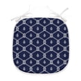 thumbnail image 1 of Geometric Dining Chair Pad, Ornamental Nautical Themed Image with Marine Motifs Aquatic Elements, Water Resistant Pillow with Straps for Kitchen Seats, 12 Pieces Set, Dark Blue and White, by Ambesonne, 1 of 5