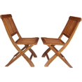thumbnail image 6 of ZXNYH Backyard Balcony Deck Furniture 3 Piece Round Coffee Folding Table 2 Chairs Patio Acacia Wood Bistro Set, 6 of 8