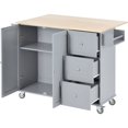 thumbnail image 5 of Harper & Bright Designs Kitchen Island Cart with Drop Leaf Breakfast Bar Wood Top, Rolling Kitchen Cart with Storage Drawes and Towel Rack Doors, Blue, 5 of 14