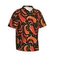 thumbnail image 2 of Balery Red Hot Chili Print Men's Hawaiian Shirts Short Sleeve Beach Shirt Relaxed Fit Vacation Button Down Shirts-Large, 2 of 9