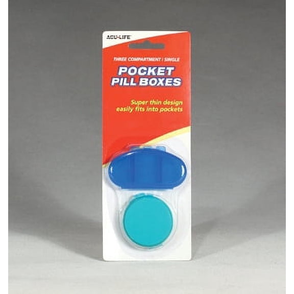Acu-Life Single & Three Compartment Pocket Pill Boxes, 2 Count