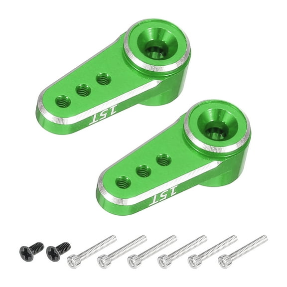 Aluminum Alloy 15T Steering Servo Arm Horn Green for DIY RC Car/Boat/Airplane Boat 2 Pcs