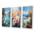 thumbnail image 3 of Designart "Lakeside Plumeria Paradise" Floral & Botanical Framed Wall Art Set Of 3 - White Plumeria Frame Gallery Set For Office Decor, 3 of 7