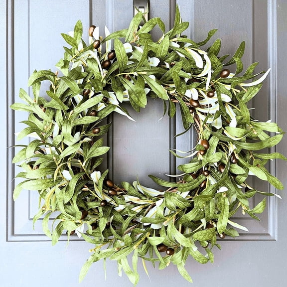 Front Door Olive Branch Wreath Simple Everyday Greenery Artificial Flower Wreath Spring Summer Wreath Decoration