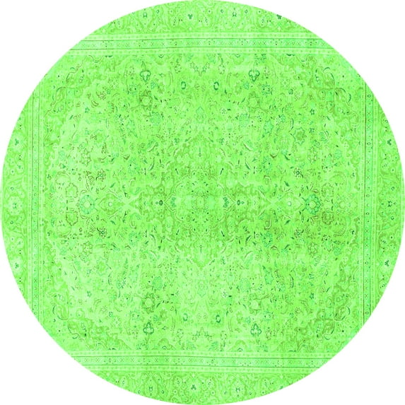 Ahgly Company Indoor Round Abstract Green Modern Area Rugs, 6' Round