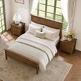 thumbnail image 2 of ReNest Modern Farmhouse Bedroom Furniture Set, Queen Size Platform Bed with 2 Nightstands, Walnut, 2 of 15