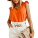 thumbnail image 1 of Mujer Volantes Manga Casquillo Top Casual Elegante Color Liso Camisa Con Cuello En V Blusa Para Oficina Trabajo Citas Naranja L, 1 of 7