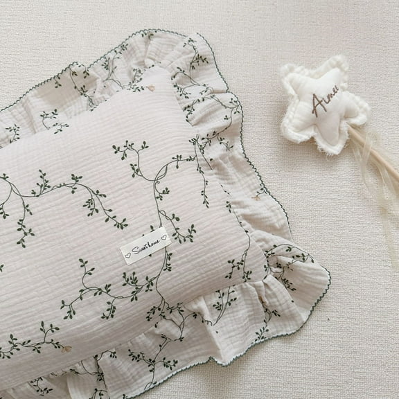 Muslin Toddler Pillowcase Boys Girls Shabby Chic Floral Design Pillow Cases 100% Cotton Gauze Pillow Covers with Envelope Closure,Soft Breathable,Vine Pattern,12"x20" 2 Piece