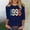 Blue, variant on HOMBOM 3/4 Sleeve T-Shirts for Women Graphic Tees Summer Crew Neck Blue Graphic Retro 1996 Print Ladies Tops Lightweight