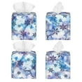 thumbnail image 2 of Rateoe Icy Blue Snowflakes Pattern Tissue Box Cover, Modern Square Decorative Leather Facial Paper Case Organizer Holder Dispenser 5X5X5'', 2 of 7