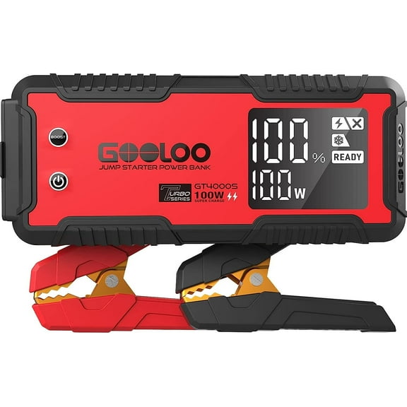 GOOLOO GT4000S Car Jump Starter 4000A 12V Jump Pack for 10L Diesel and 12L Gas Engines, 100W Two-Way Fast-Charging Portable Car Battery Booster Box SuperSafe