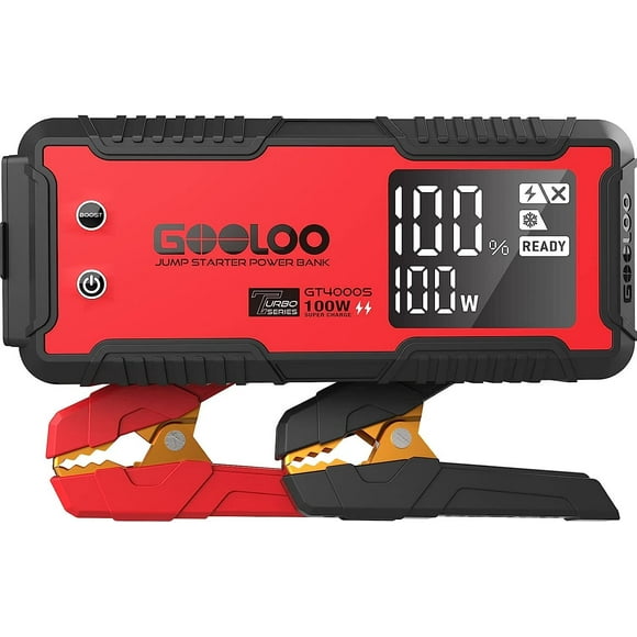 GOOLOO GT4000S Voiture Jump Starter,4000A 26800mAh 12V Jumper Pack pour 10L Diesel et 12L Moteurs à Gaz, 100w à Deux Voies de Charge Rapide Batterie Portable Booster Boîte SuperSafe