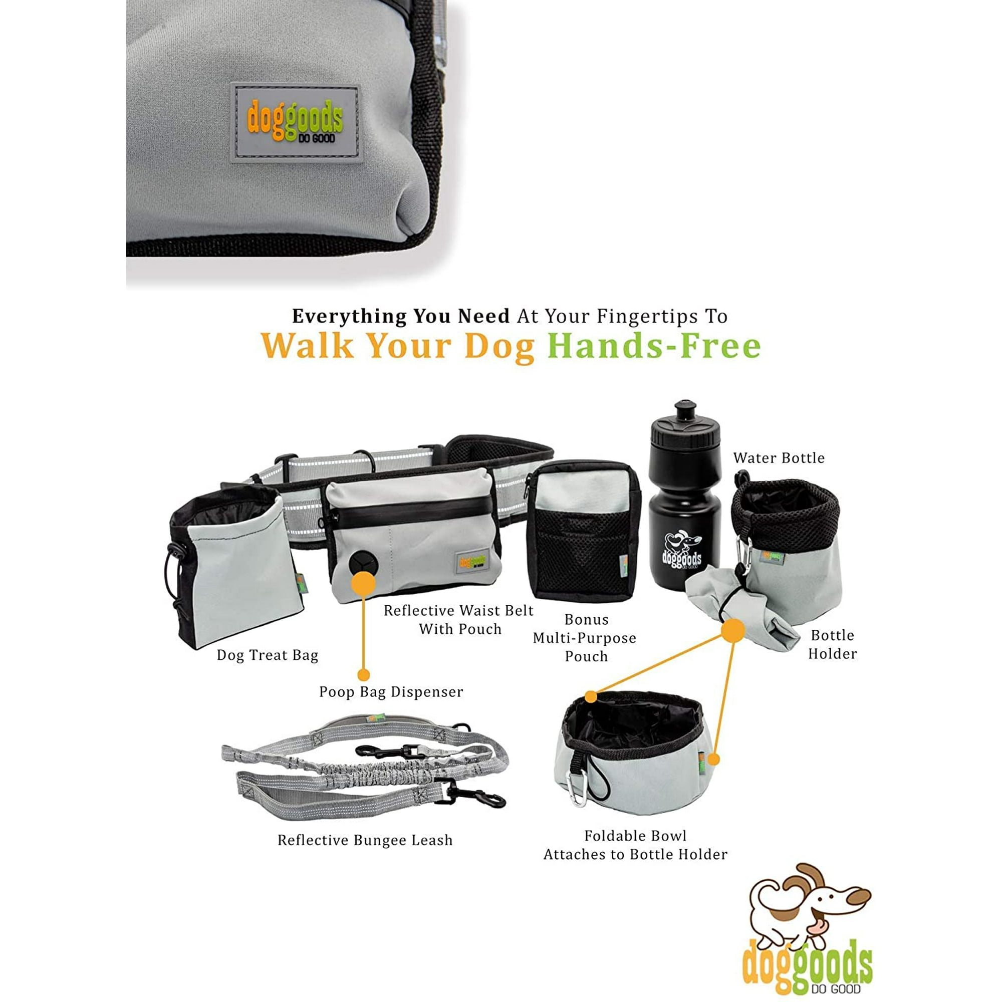 DogGoods Hands Free FYBTO Modular Fanny Pack Dog Walking Belt Dog Running Leash for Small Dogs to Big Dogs Fanny Pack Hiking Belt Bag with Poop Bag Walmart
