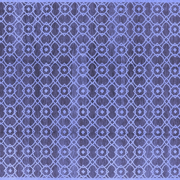Ahgly Company Machine Washable Indoor Square Oriental Blue Industrial Area Rugs, 3' Square