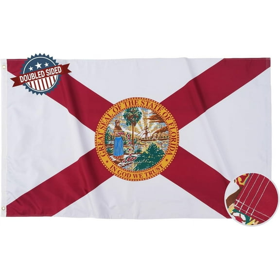 Florida Flag 3x5 -Double Sided and 3 Ply FL State Flags Heavy Duty for Outdoor with 2 Brass Grommets 4 Rows for Outside/Indoor