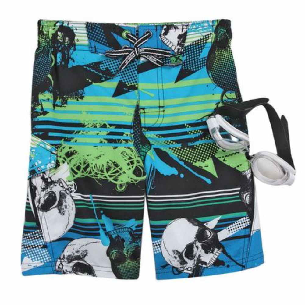 MaoYTUI Halloween Skulls Mens Swim Trunks Boys Quick Dry Bathing Suits Drawstring Waist Beach Broad Shorts Swim Suit Beachwear with Mesh Lining