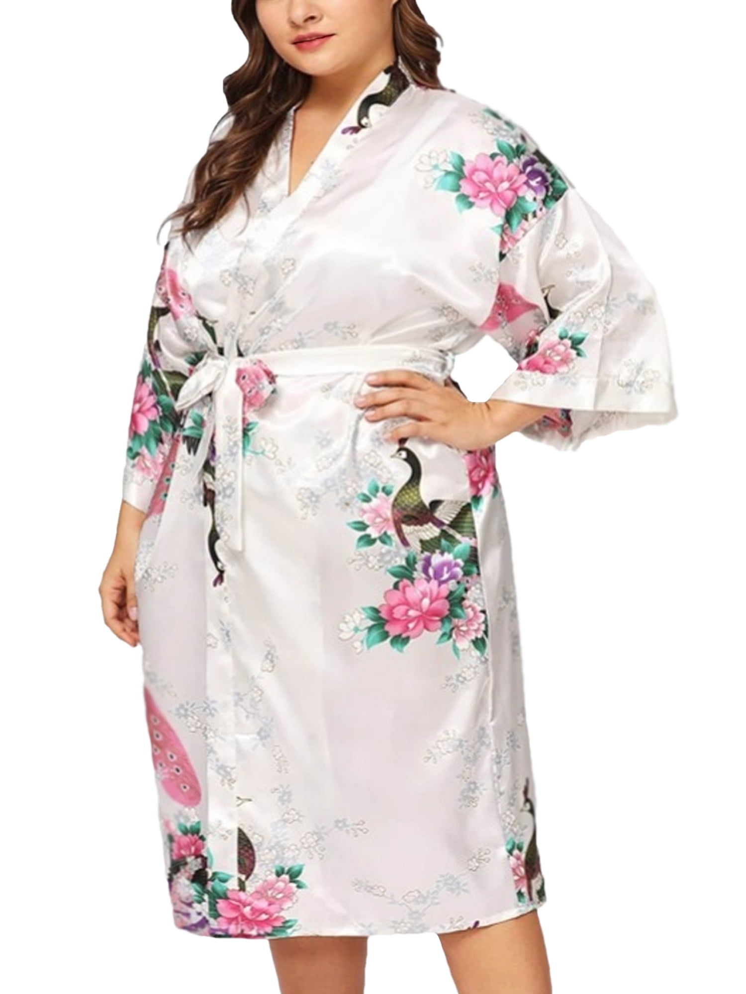 Floral Satin Womens Size Robes, Sizes 20-38, Lightweight Sleepwear Length - Walmart.com