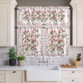 thumbnail image 3 of Kitchen Window Curtains Valance and Tier Set, Spring Pink White Magnolia Flower Rod Pocket Tier Curtain Valance Set, Blossom Floral Leaves Light Filtering Cafe Curtains for Bedroom Living Room, 3 of 9