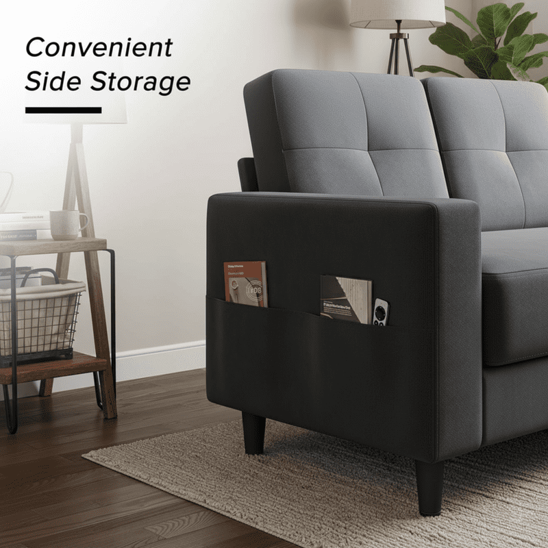 53" Loveseat Sofa - Comfortable Modern Design Couch for Small Spaces, Easy Assembly and Noise-Free, Dark Grey
