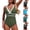 Army Green, variant on Women's One Piece Swimsuit Built-in Bra Support Shape Enhancing Bare Back V-Neck Mesh Accents Resort Black XL