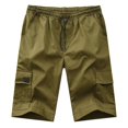 thumbnail image 1 of Mens3/4LongLengthCargoCombatShortsElasticatedWaistThreeQuarterWorkMultiPocketPants, 1 of 2