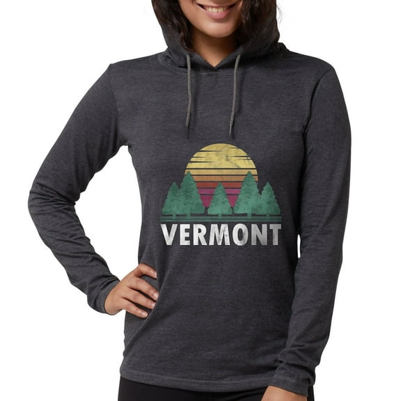 CafePress - Vermont Forest Retro Long Sleeve T Shirt - Womens Hooded Shirt