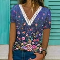 thumbnail image 1 of Ichuanyi liquidación de la moda femenina encaje impreso mangas cortas blusa en V tops casuales ICHUANYI WER2023081604225, 1 of 5