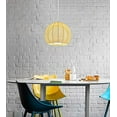 thumbnail image 5 of FSLiving Remote Control Dimmable Hanging Swag Sun Room Lamp with Canopy Twine Natural Rattan Hollow Double Shade with 15ft Plug-in Clear Cord Modern Farmhouse Chandelier for Loft Bar,Beige - 1 Light, 5 of 10