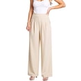 thumbnail image 4 of QASIEATN Womens High Waisted Wide Leg Pants Solid Comfortable Strecth Pants for Middle Senior Women Casual Trousers, 4 of 8