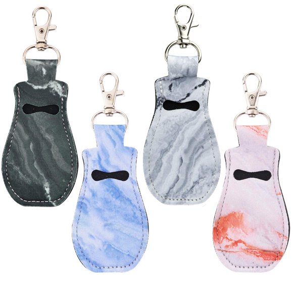 CM Clip-on Chapstick Sleeve Lip Balm Holder Neopreno Lipstick Holder Llavero Accesorios de viaje (patrones de mármol (4 piezas))
