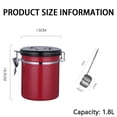 thumbnail image 2 of Stainless Steel Coffee Canister - 1.8L Kitchen Food Storage Container with Date Tracker, CO2-Release Valve and Measuring Scoop For Ground Coffee, Beans, Tea, Sugar, 1800ML Large - Red, 2 of 5