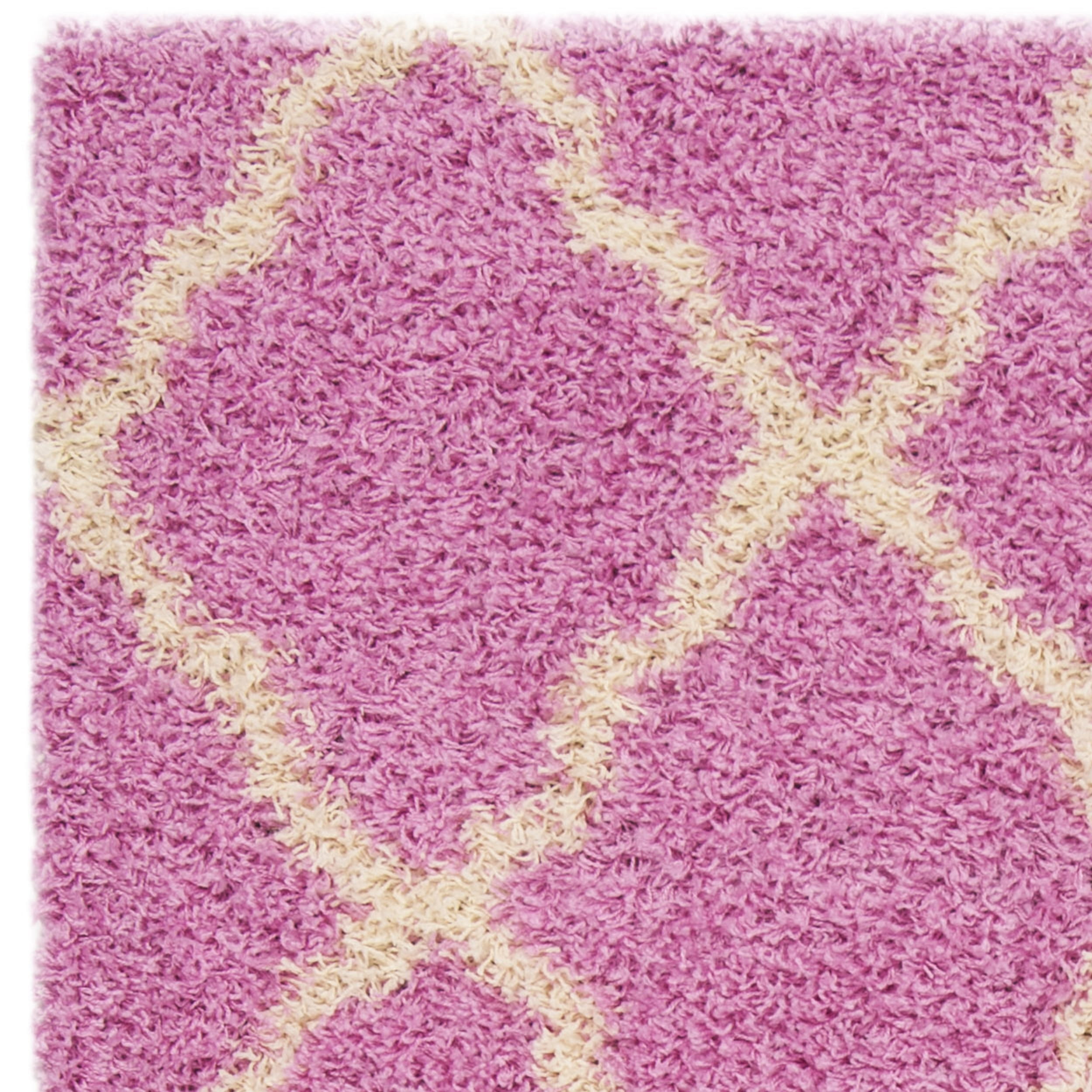 SAFAVIEH Daley Geometric Plush Shag Area Rug, Pink/Ivory, 10' x 14'