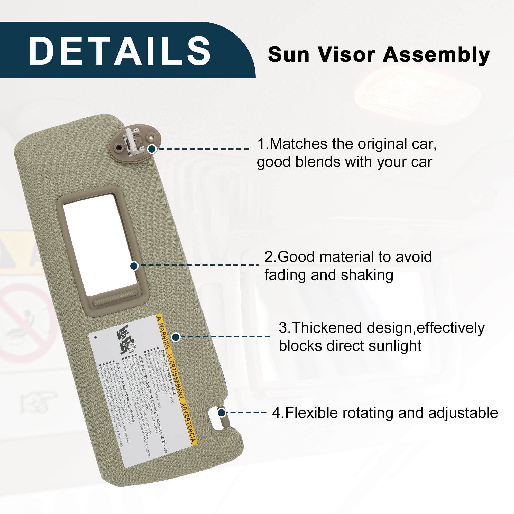 Unique Bargains Left Driver Side Sun Visor for Toyota 4Runner 2010-2023 Beige