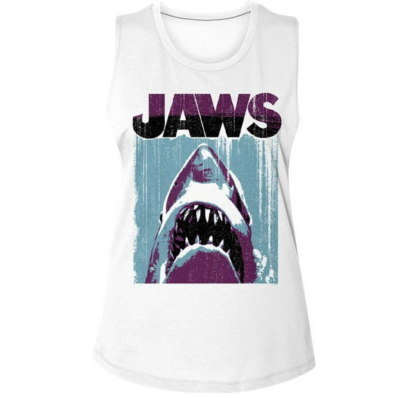 Jaws Day Under Night Over White Women's Muscle Tank Top T-Shirt