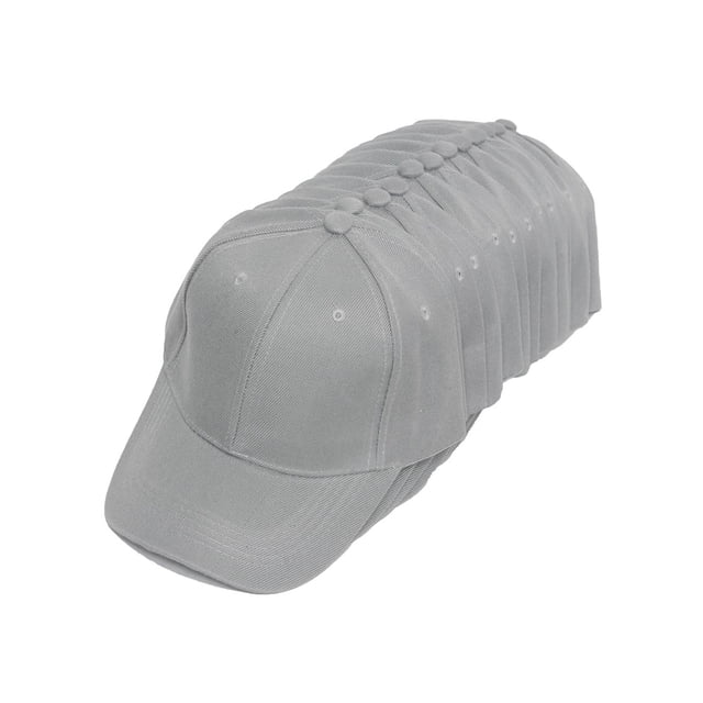 Top Headwear 12-Pack Adjustable Baseball Hat - Grey