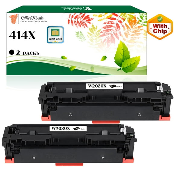 2x Compatible HP 414X Black Toner Cartridges(with Chip), 7500 Pages Yield (Replacement for OEM Part W2020X)