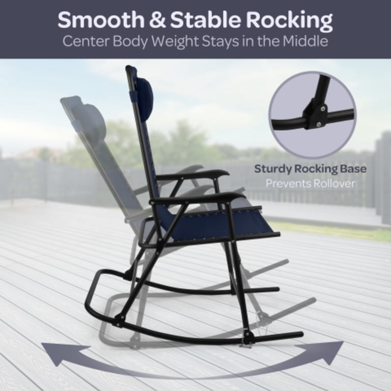 Lavish Home Outdoor Rocking Chair – Foldable Camping Chair with