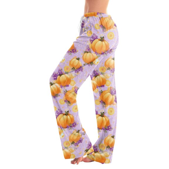 Soft Pajamas for Women Halloween Ghost Pumpkin Print Loose Drawstring Pj Pants Sleepwear