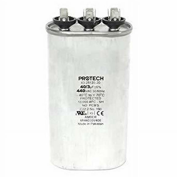 Rheem Furnace Parts 43-25135-20 - Capacitor - 40/3/440 Dual Oval