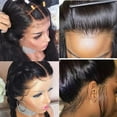thumbnail image 4 of Black mid-parted long straight hair front lace synthetic wig, 4 of 10