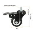 thumbnail image 2 of Unique Bargains 2 Inch Swivel Threaded Stem Casters M8x15mm Thread PU Caster Wheel with Brake 110lbs Load, Black 4pcs, 2 of 5