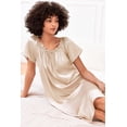 thumbnail image 2 of Ekouaer Women's Satin Silk Pleated Nightgown Loose Sleepwear Printed Nightshirt Short Sleeve Sleep Dress, 2 of 6