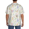 thumbnail image 3 of Xecao Flower Rabbit Pattern Men's Short-Sleeve Cuban Collar Button-Down Shirt with Chest Pocket Lightweight Tropical Vacation Shirt-Small, 3 of 5