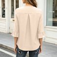 thumbnail image 5 of vigerkar Womens Dressy Casual Blouses 3/4 Sleeve V Neck Ruffle Tops Business Ladies Summer Trendy Fashion Work Shirt (Beige, L), 5 of 7