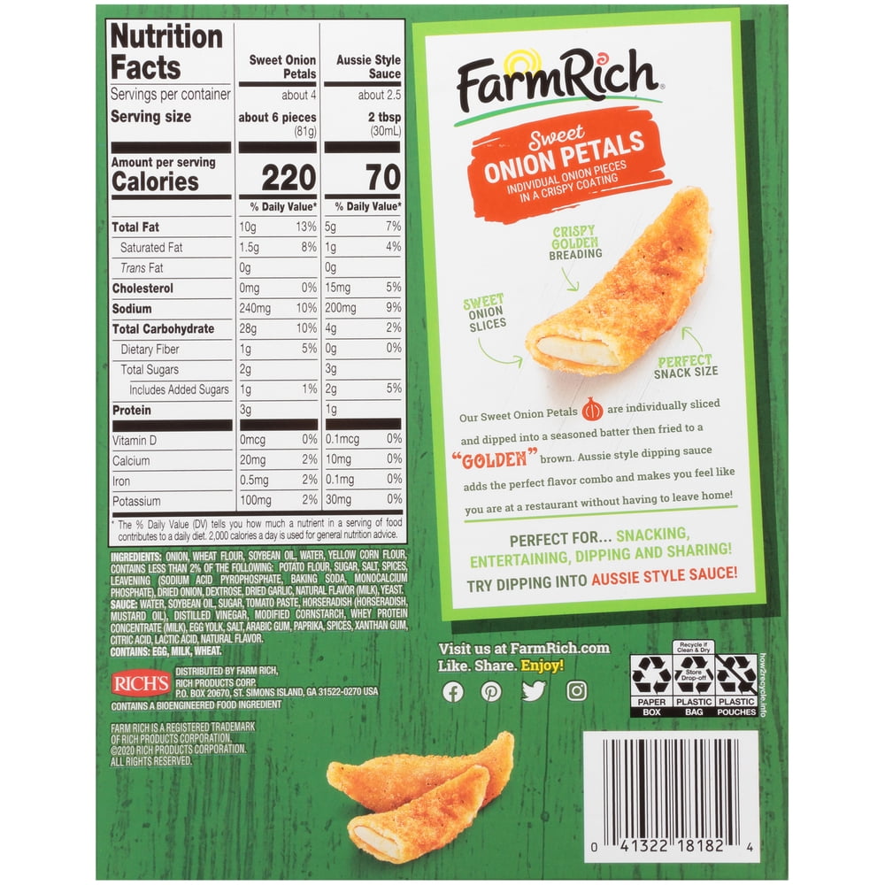 Farm Rich Sweet Onion Petals with Aussie Dipping Sauce, 15 oz (Frozen Snacks and Appetizers)