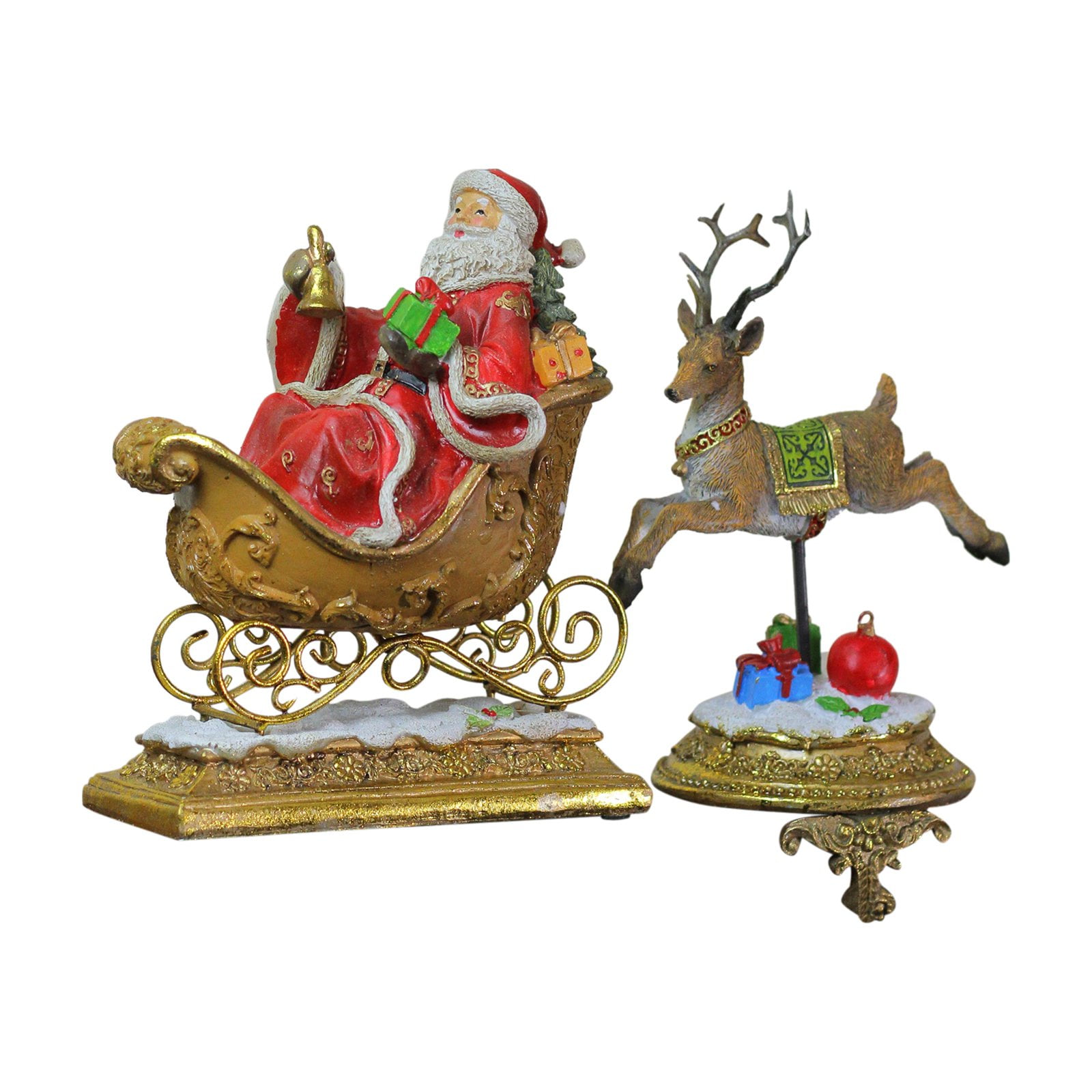 Northlight Glittered Santa and Reindeer Christmas Stocking Holder Set